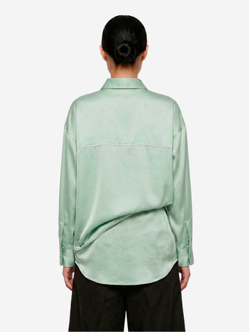 NIKE Camicia oversize satinata verde chiaro con piping Salvia