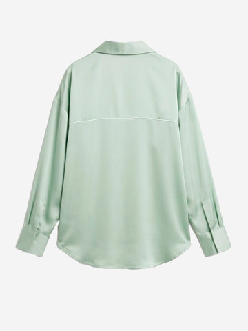 NIKE Camicia oversize satinata verde chiaro con piping Salvia