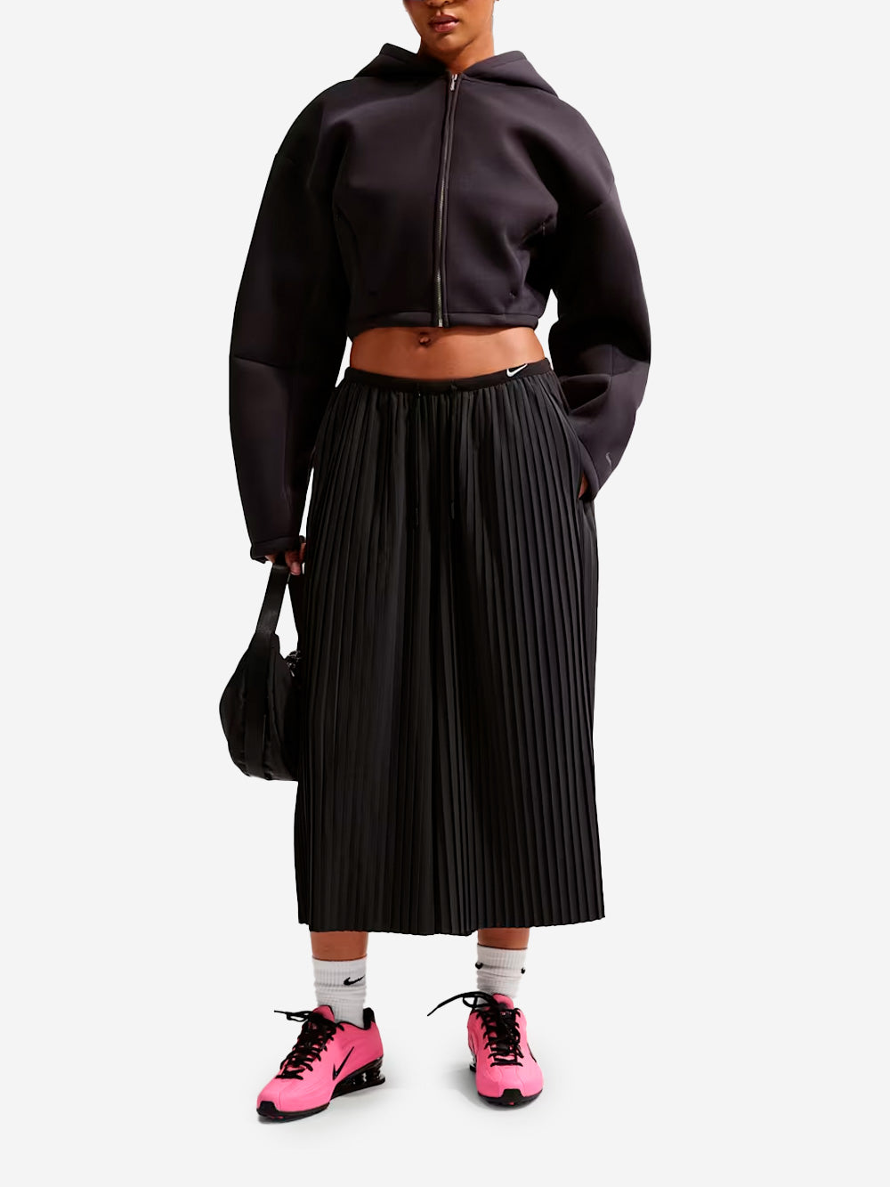 NIKE Pantaloni Culotte Oversize in Taffetà Nero Urbanstaroma