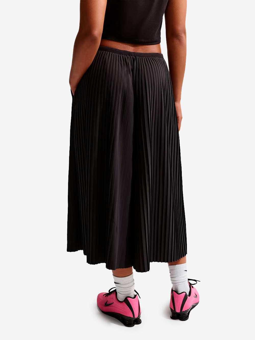NIKE Pantaloni Culotte Oversize in Taffetà Nero Urbanstaroma