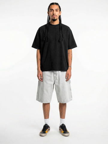 REGARDS T-shirt oversize in cotone nero effetto slavato Nero lavato