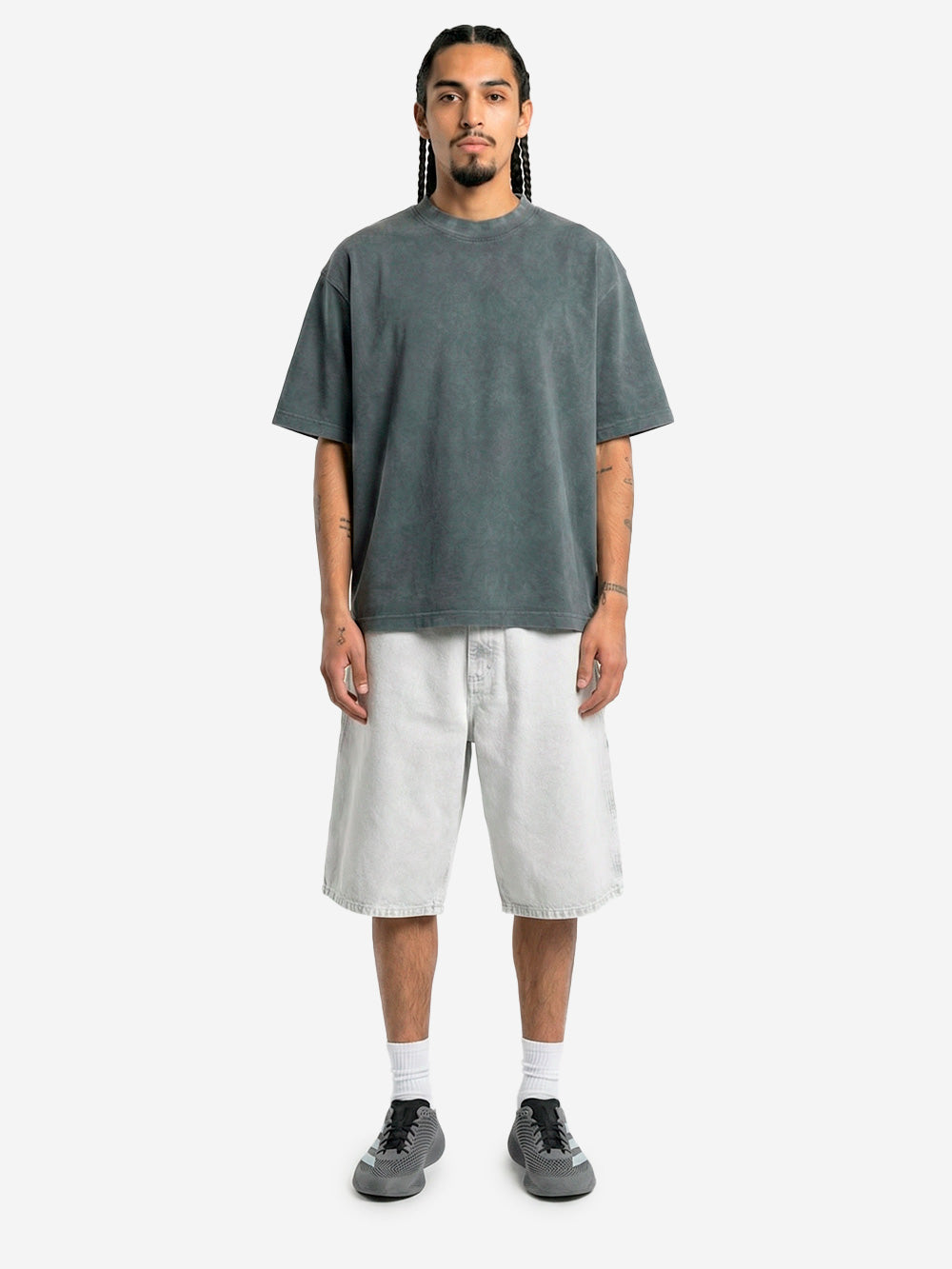 REGARDS T-shirt oversize in cotone grigio effetto slavato Grigio antracite Urbanstaroma