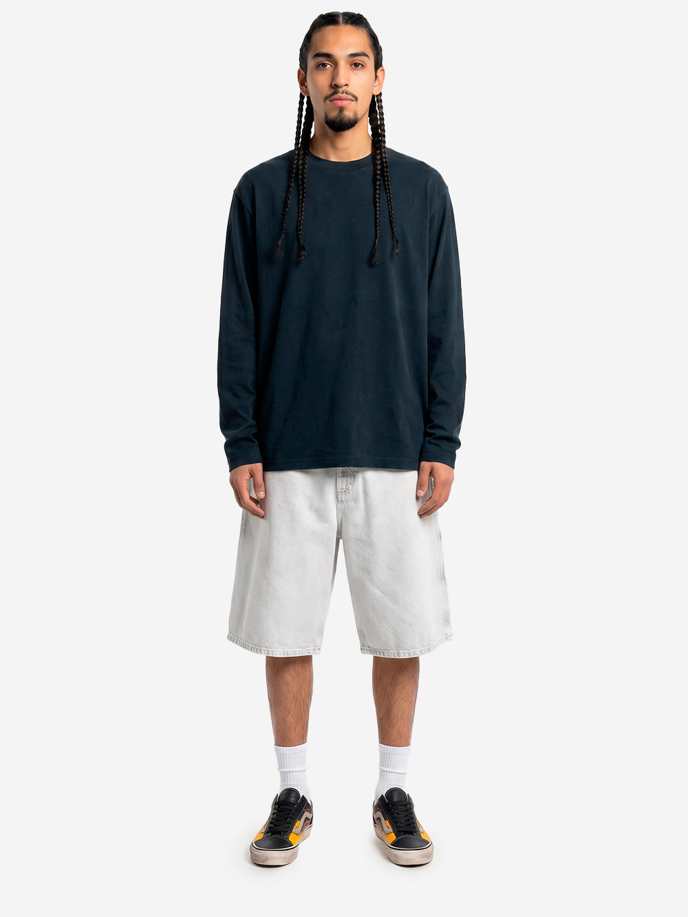 REGARDS T-shirt a manica lunga relaxed fit in cotone nero slavato Nero lavato Urbanstaroma