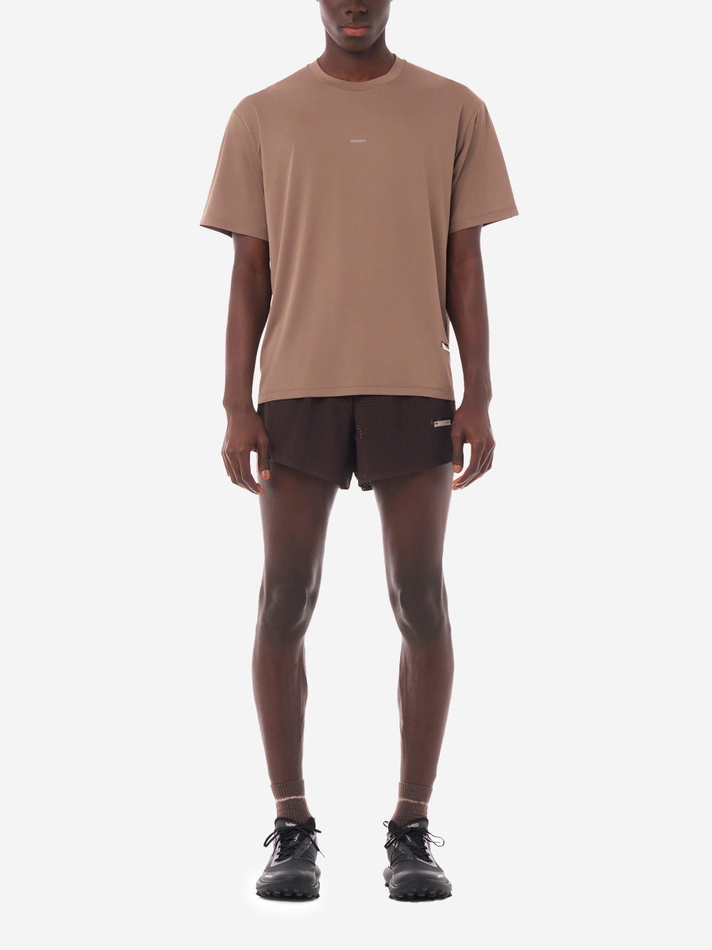 SATISFY AuraLite T-Shirt Running marrone Ultraleggera in Poliestere Riciclato Marrone Urbanstaroma