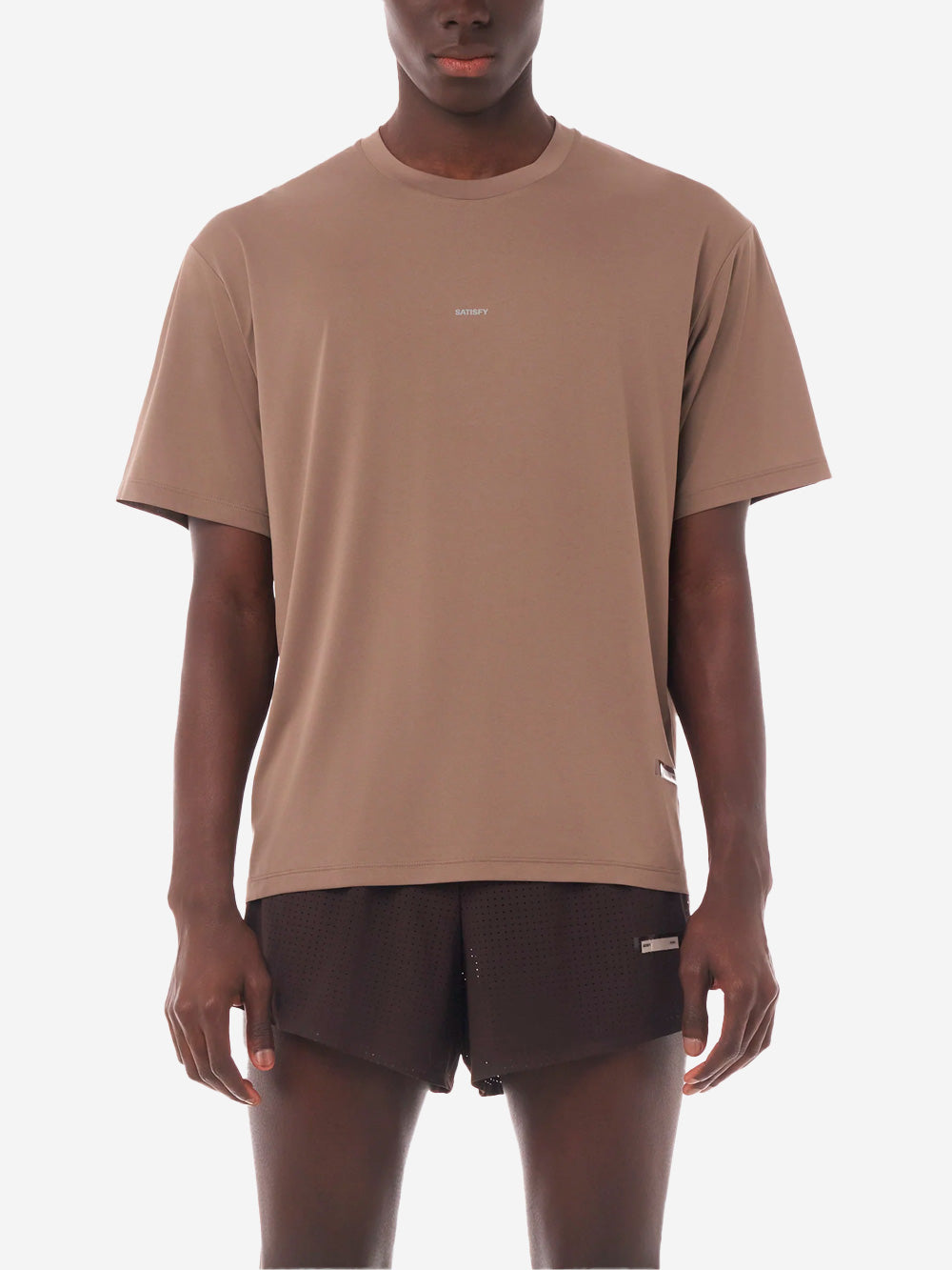 SATISFY AuraLite T-Shirt Running marrone Ultraleggera in Poliestere Riciclato Marrone Urbanstaroma