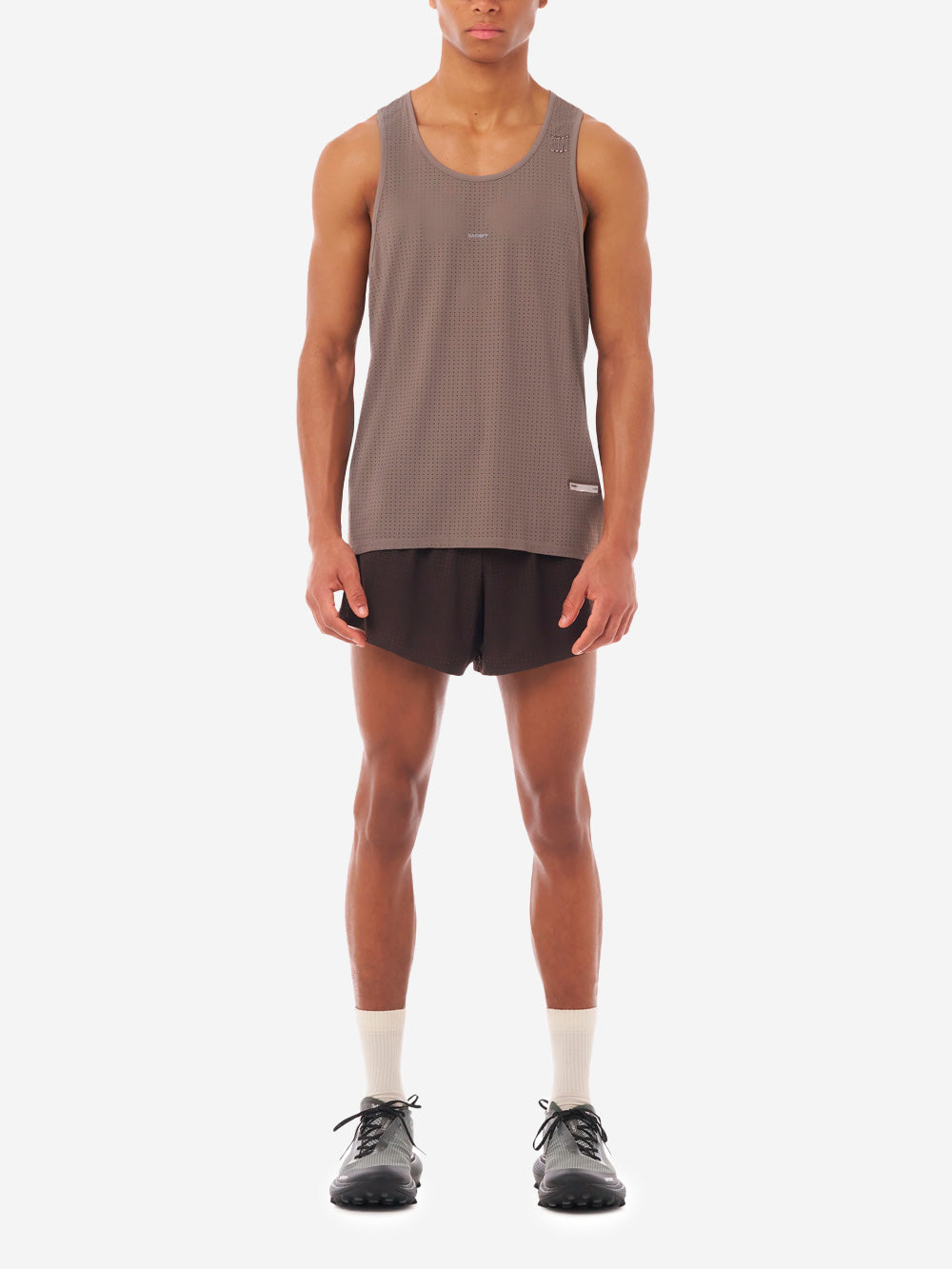 SATISFY Space-O Singlet Canotta Running da Gara in Micro-Jersey Perforato Marrone Urbanstaroma