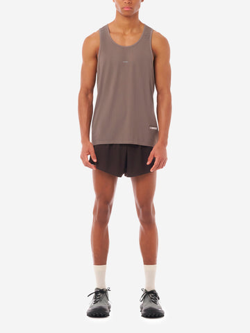 SATISFY Space-O Singlet Canotta Running da Gara in Micro-Jersey Perforato Marrone