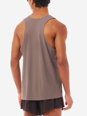 SATISFY Space-O Singlet Canotta Running da Gara in Micro-Jersey Perforato Marrone