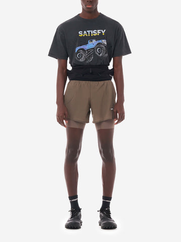 SATISFY T-Shirt da running nera MothTech in cotone con fori di ventilazione al laser e stampa Nero