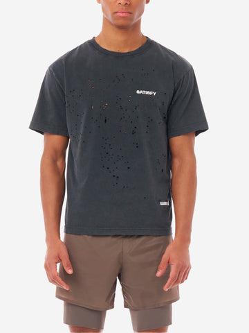 SATISFY MothTech T-Shirt antracite da Running in Cotone Organico con fori di ventilazione grigio