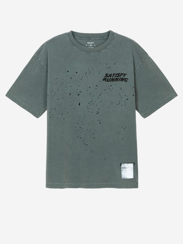 SATISFY T-Shirt da running grigia MothTech in cotone con fori di ventilazione al laser Grigio