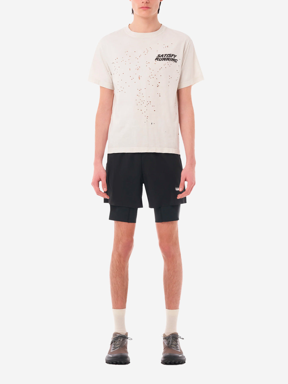 SATISFY MothTech T-Shirt da Running bianca in Cotone Organico con fori di ventilazione White Urbanstaroma