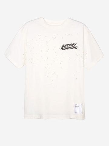 SATISFY MothTech T-Shirt da Running bianca in Cotone Organico con fori di ventilazione White