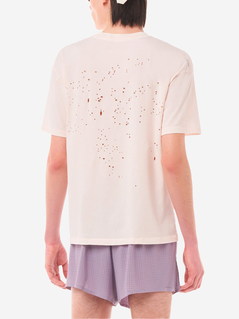 SATISFY T-Shirt da running bianca MothTech in cotone con fori di ventilazione al laser Rosa Urbanstaroma