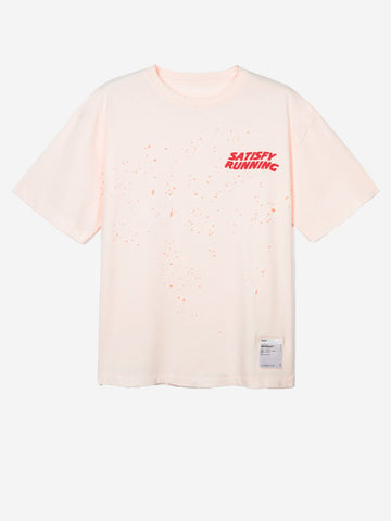 SATISFY T-Shirt da running bianca MothTech in cotone con fori di ventilazione al laser Rosa