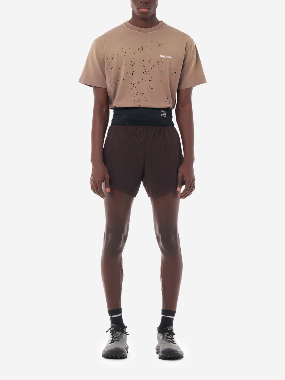 SATISFY T-Shirt da running MothTech in cotone con fori di ventilazione al laser Fango Urbanstaroma