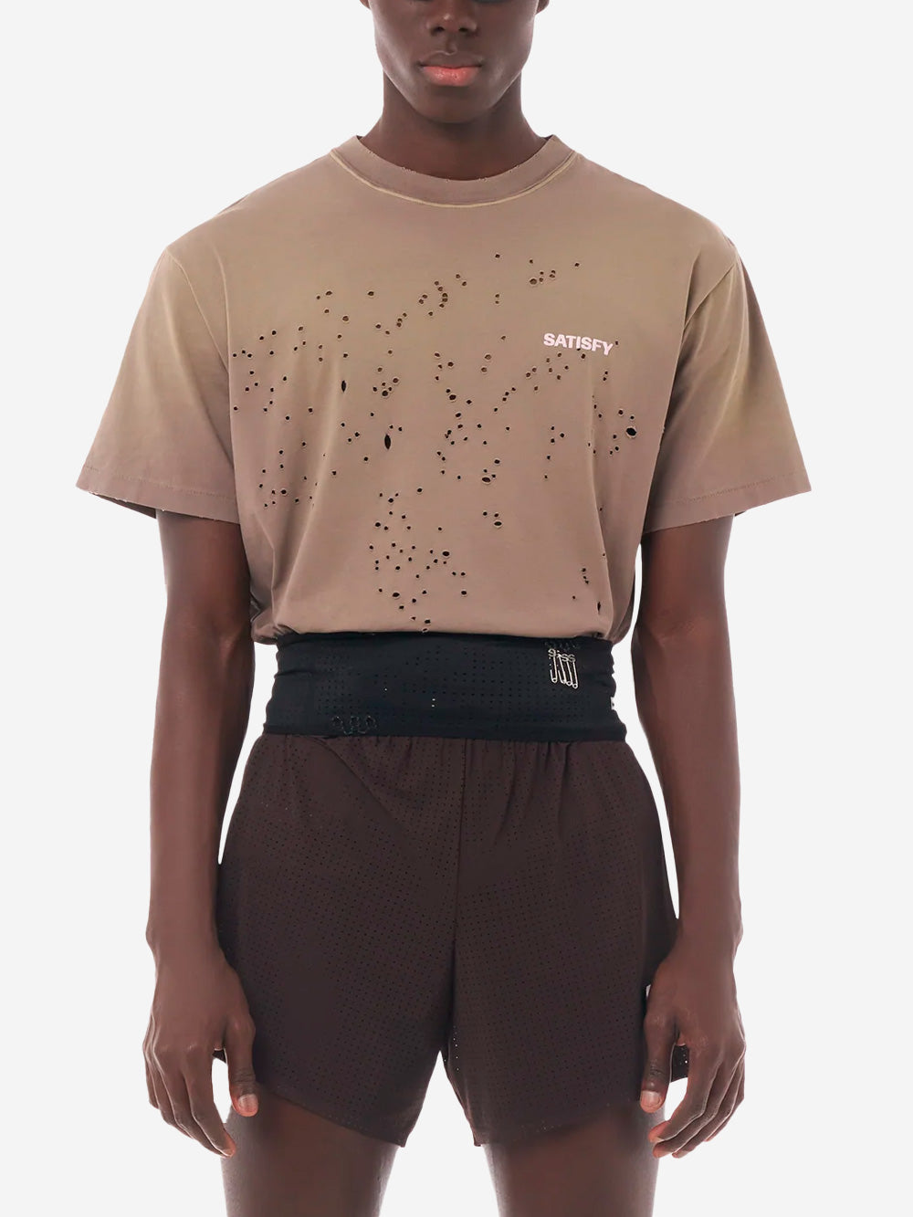 SATISFY T-Shirt da running MothTech in cotone con fori di ventilazione al laser Fango Urbanstaroma