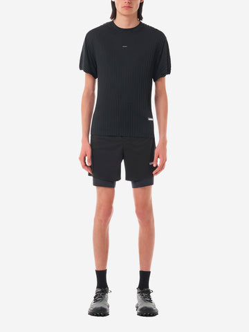 SATISFY AuraLite T-Shirt Running nera Plissettata Ultraleggera Nero