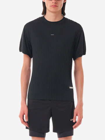 SATISFY AuraLite T-Shirt Running nera Plissettata Ultraleggera Nero