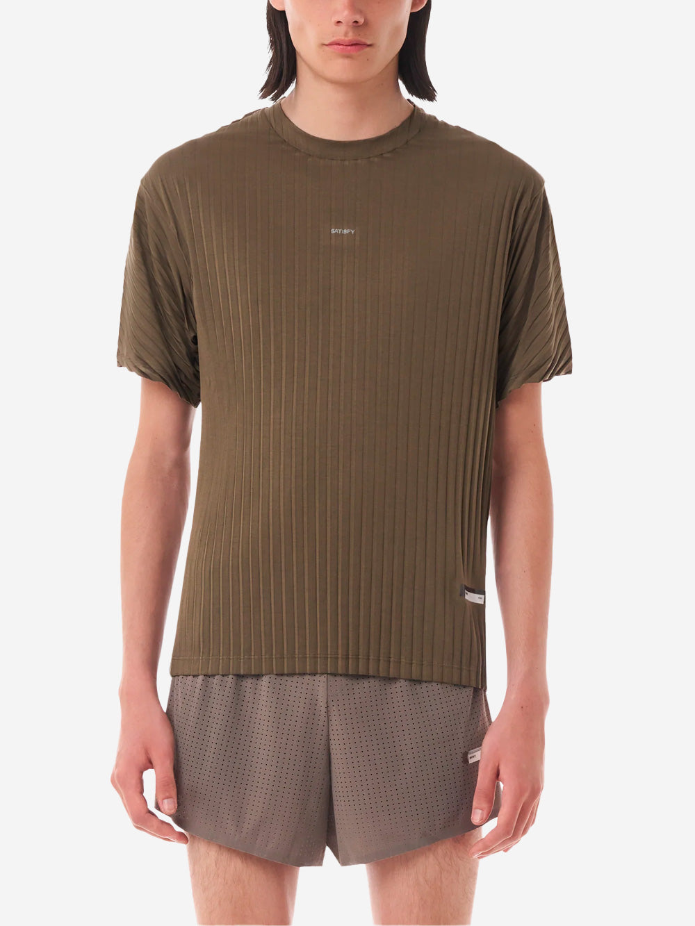 SATISFY AuraLite T-Shirt Running oliva Plissettata Ultraleggera Oliva Urbanstaroma