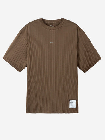 SATISFY AuraLite T-Shirt Running oliva Plissettata Ultraleggera Oliva