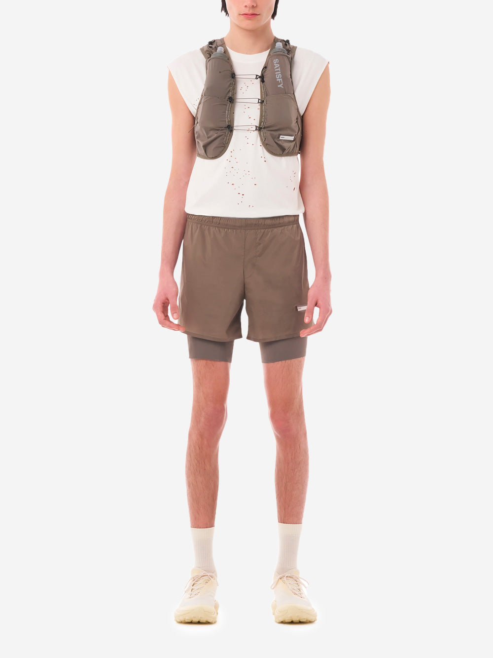 SATISFY TechSilk 8 Shorts da Running marroni con Liner e moschettone Marrone Urbanstaroma