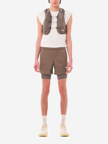 SATISFY TechSilk 8 Shorts da Running marroni con Liner e moschettone Marrone