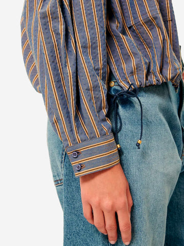 SESSUN Camicia girocollo a righe con tasche applicate Blu giallo