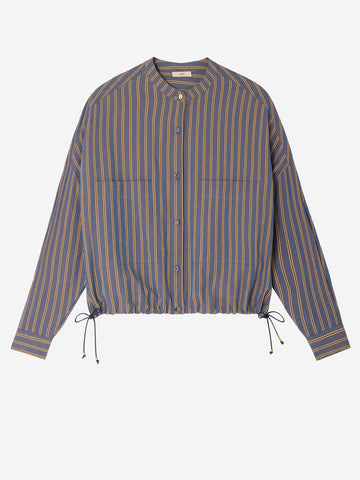 SESSUN Camicia girocollo a righe con tasche applicate Blu giallo