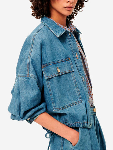 SESSUN Giacca in denim 'Cazanim' con tasche applicate e orlo stretto Blu