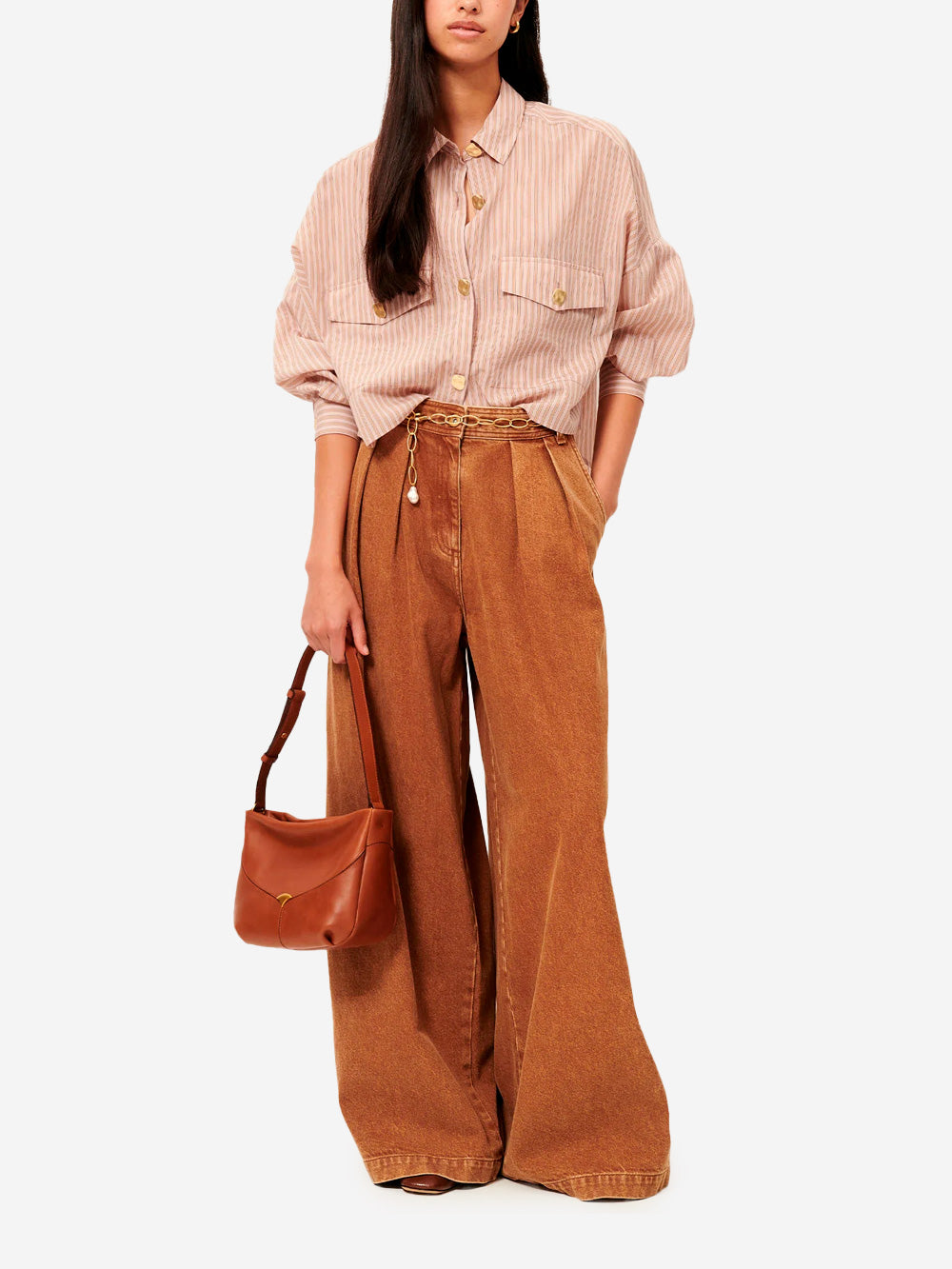 SESSUN Jeans ampi a vita alta 'Diegui' color toffee Cammello Urbanstaroma