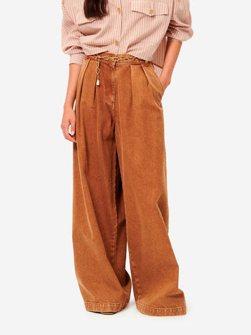 SESSUN Jeans ampi a vita alta 'Diegui' color toffee Cammello