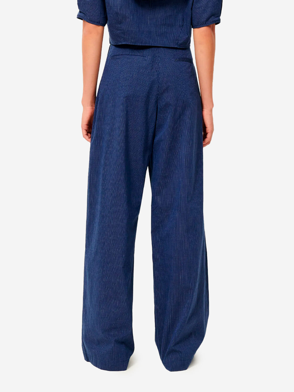 SESSUN Pantaloni ampi in popeline a righe blu Blu Urbanstaroma