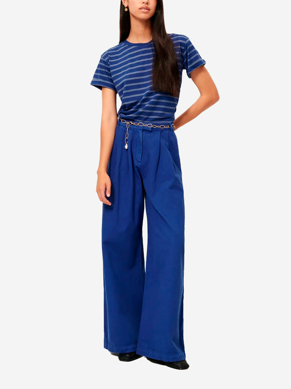 SESSUN Pantaloni sartoriali ampi a vita alta blu Blu Urbanstaroma