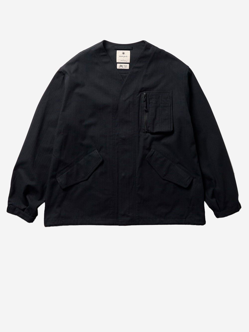 SNOW PEAK Giacca senza colletto Takibi Herringbone Nero Urbanstaroma