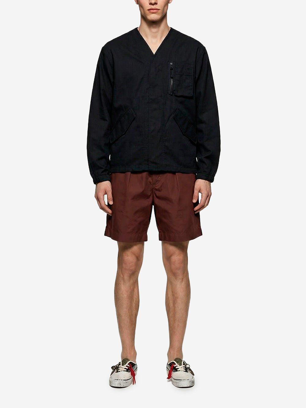 SNOW PEAK Giacca senza colletto Takibi Herringbone Nero Urbanstaroma