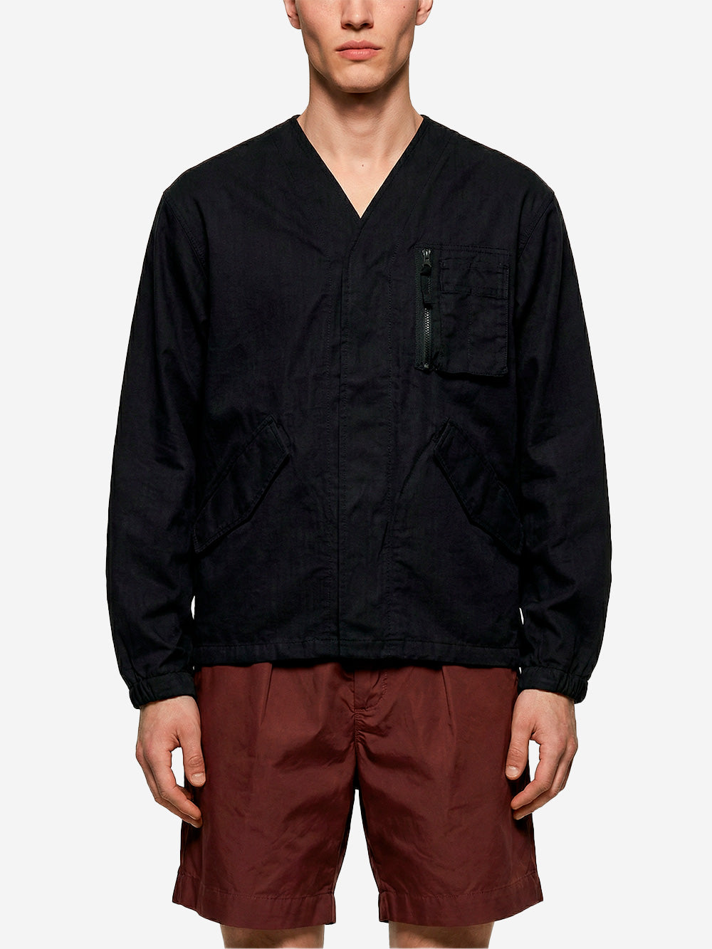 SNOW PEAK Giacca senza colletto Takibi Herringbone Nero Urbanstaroma