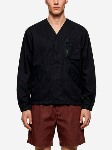 SNOW PEAK Giacca senza colletto Takibi Herringbone Nero