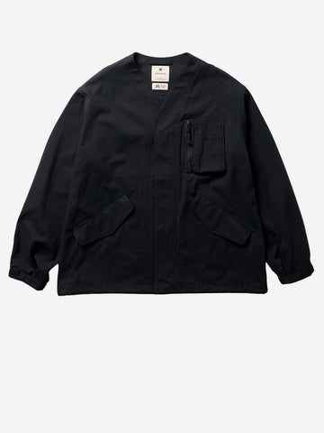 SNOW PEAK Giacca senza colletto Takibi Herringbone Nero