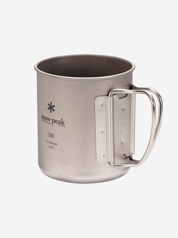 SNOW PEAK Tazza in Titanio Ultraleggera 'single wall' con Manici Pieghevoli (300 ml) grigio
