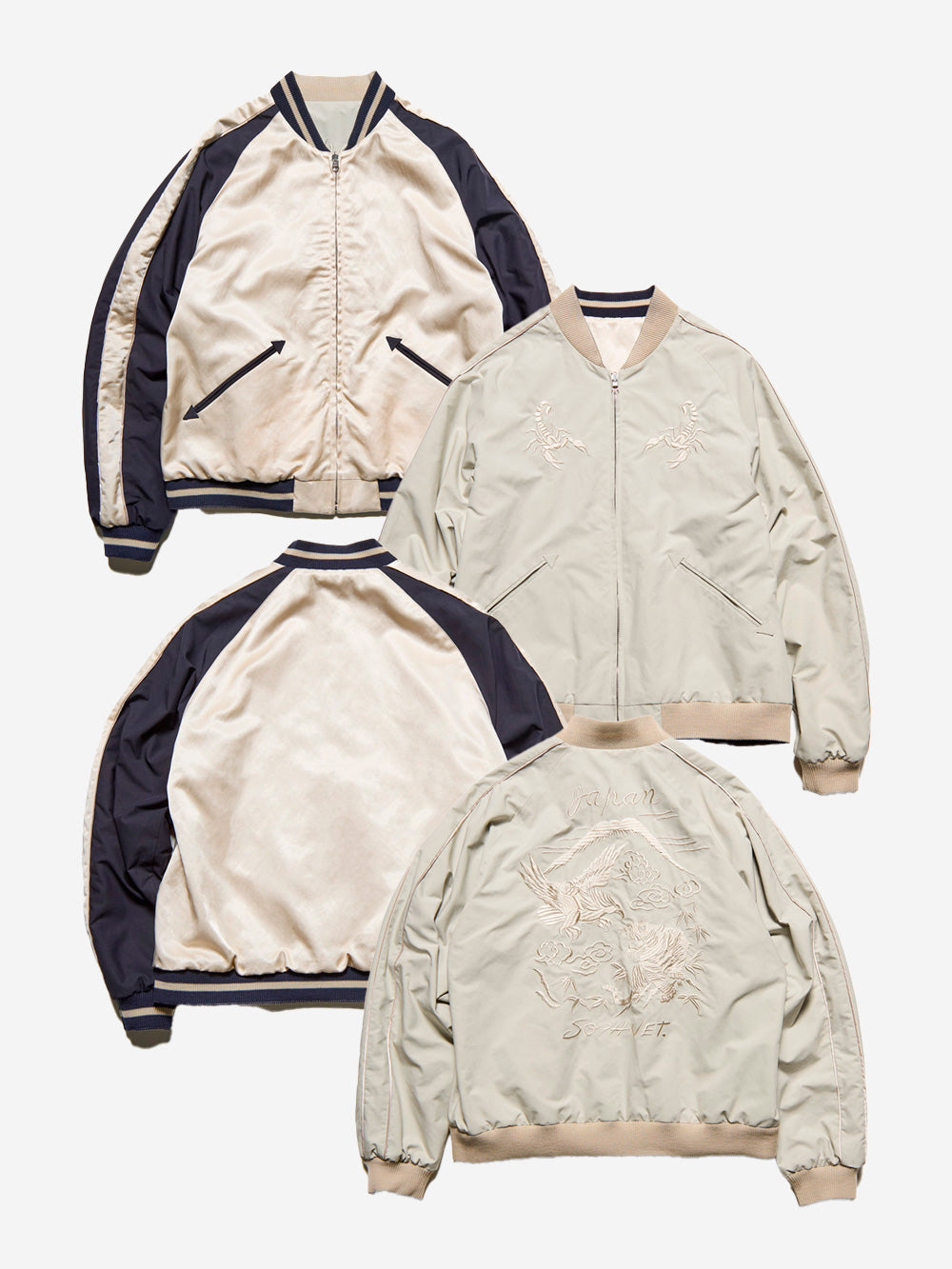 SOPHNET Giacca 'Souvenir' reversibile con ricami Beige nero Urbanstaroma