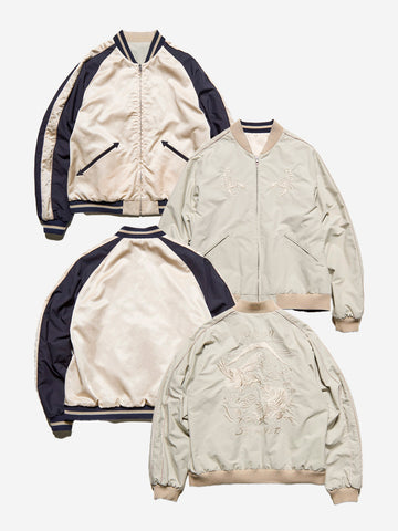 SOPHNET Giacca 'Souvenir' reversibile con ricami Beige nero