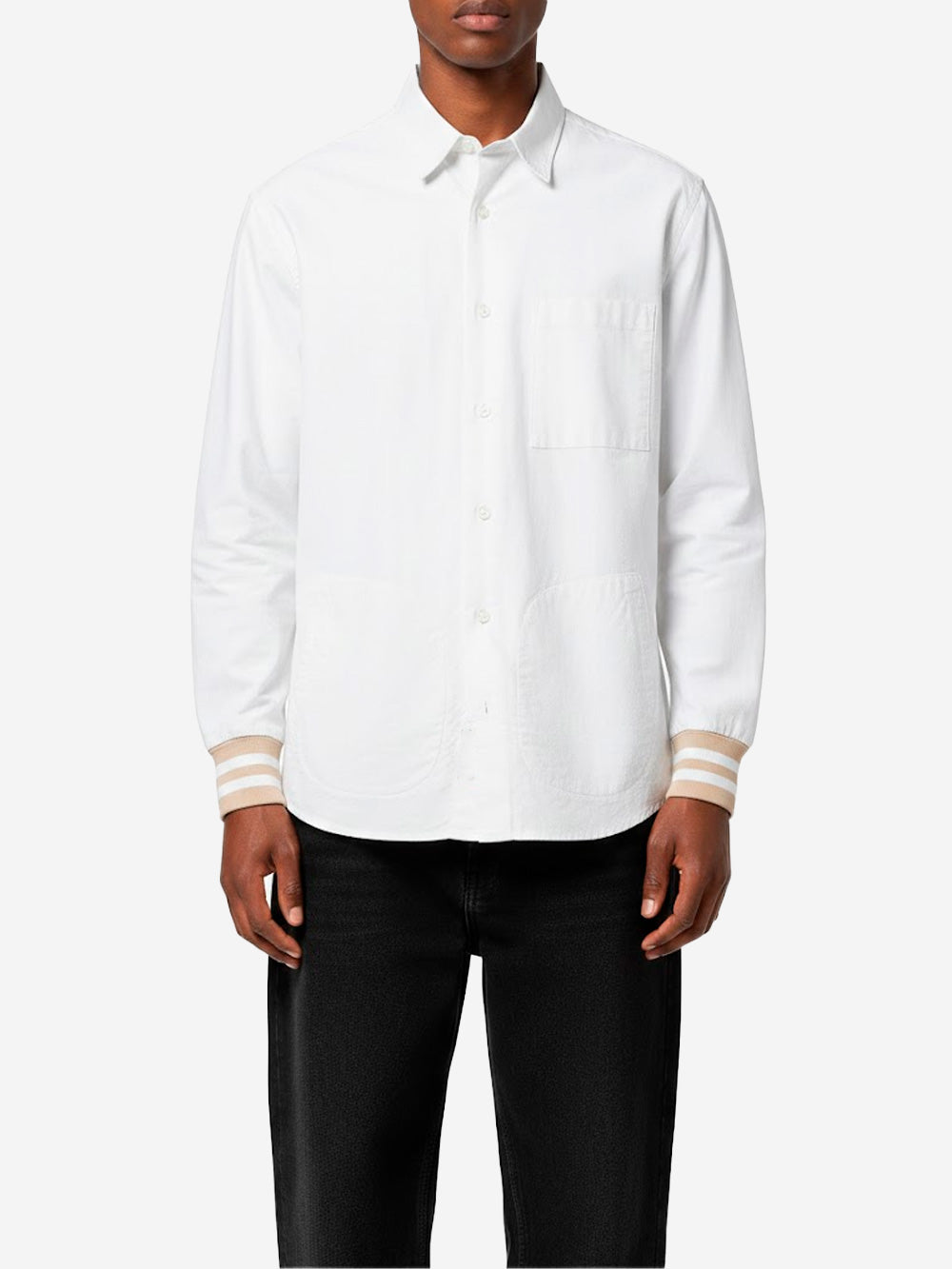 SOPHNET Camicia Oxford bianca in Cotone con Polsini a Costine Bianco Urbanstaroma