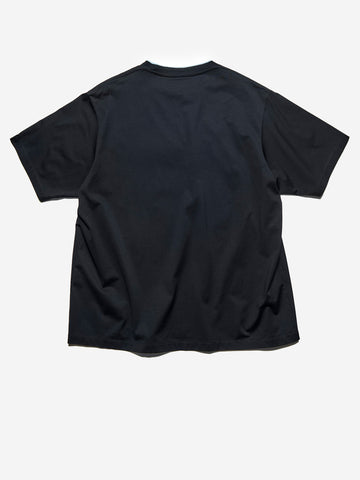 SOPHNET T-shirt nera in cotone Luster con colletto a costine e finiture cut-off Nera bianca