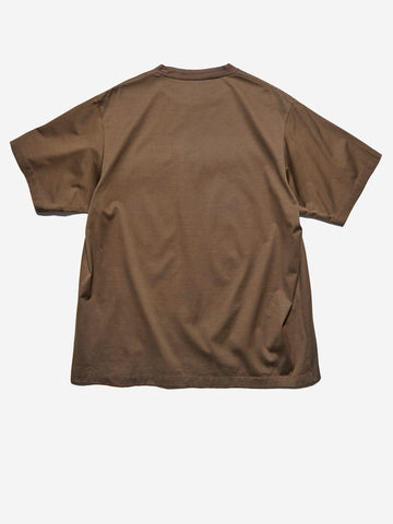SOPHNET T-shirt marrone in cotone Luster con colletto a costine e finiture cut-off Marrone