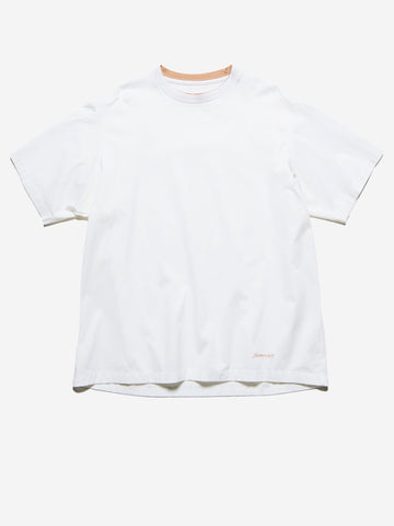 SOPHNET T-shirt bianca in cotone Luster con colletto a costine e finiture cut-off Bianco