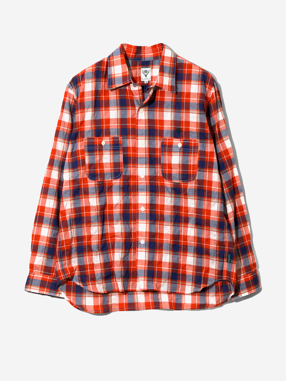 SOUTH2 WEST8 Camicia 'Work' a quadri arancione in tessuto increspato arancione Urbanstaroma