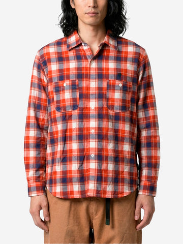 SOUTH2 WEST8 Camicia 'Work' a quadri arancione in tessuto increspato arancione