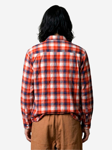 SOUTH2 WEST8 Camicia 'Work' a quadri arancione in tessuto increspato arancione