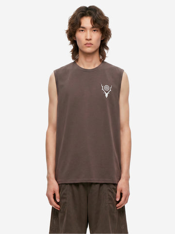 SOUTH2 WEST8 Tee senza maniche grigia con grafica skull target Grigio